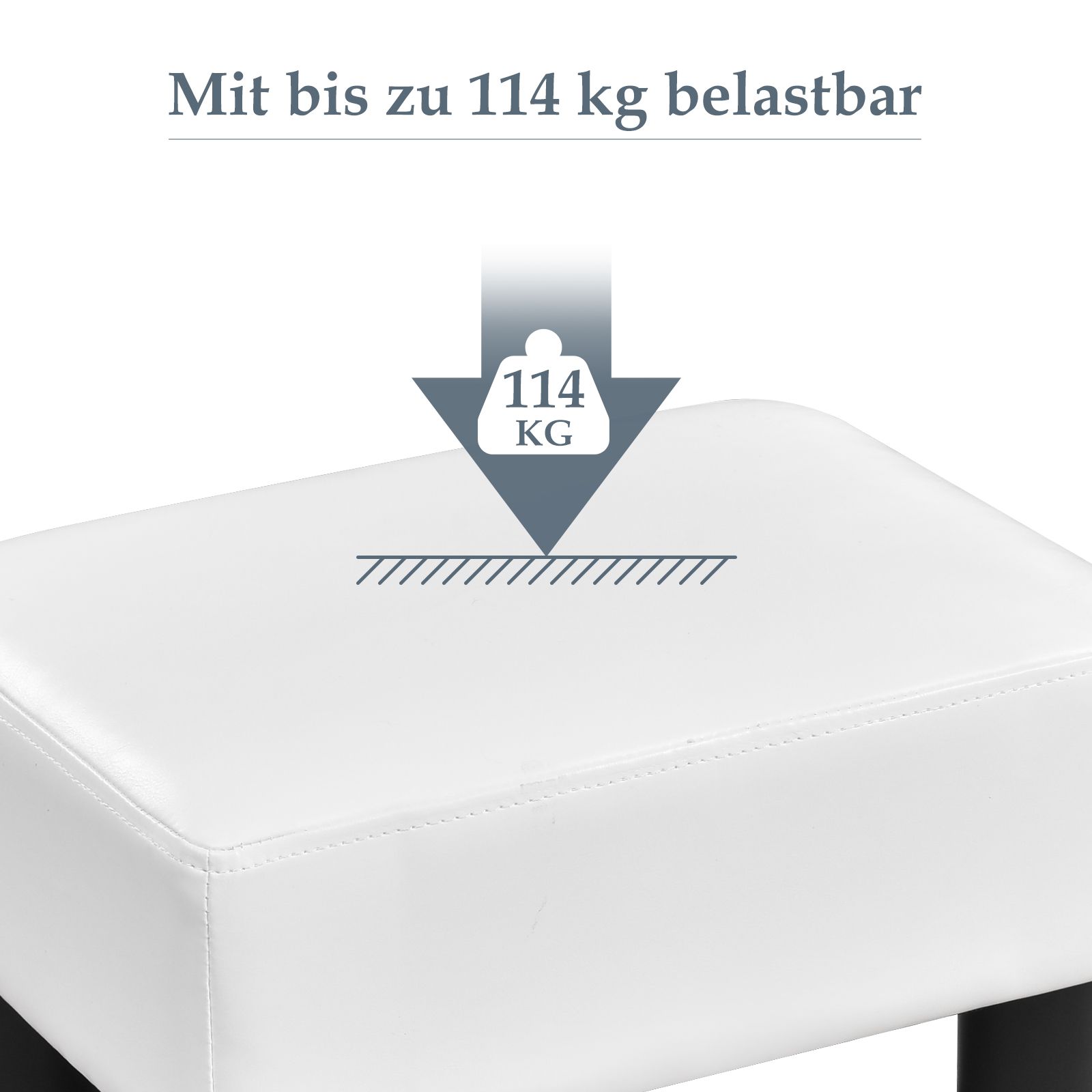 40 cm Rectangle PU Leather Small Footstool Ottoman White